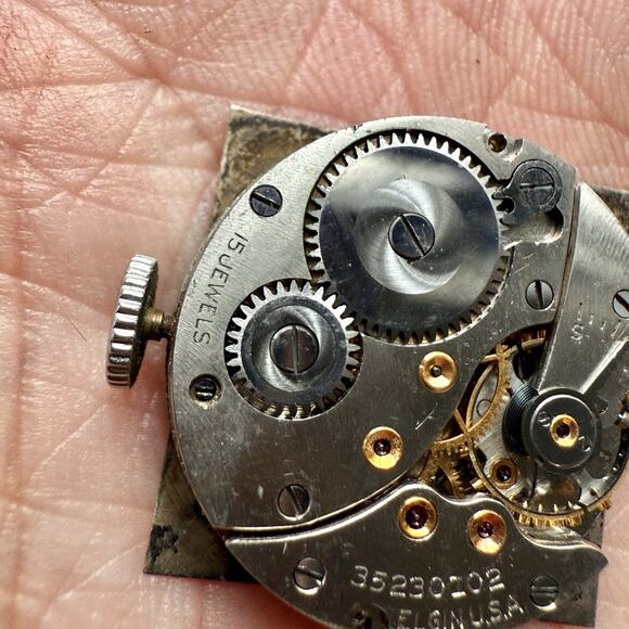 Vintage 30’s Elgin IWC Case 15 Jewels Manual Wind Square Watch Steel FOR PARTS - Picture 7 of 12